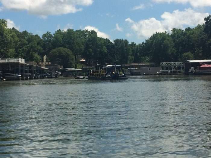 Lake Lottawana’s IMS 7012 HP Versi-Dredge de-silts one the lakes many coves to maintain navigability and clarity. This is the lake’s second IMS 7012 HP Versi-Dredge.